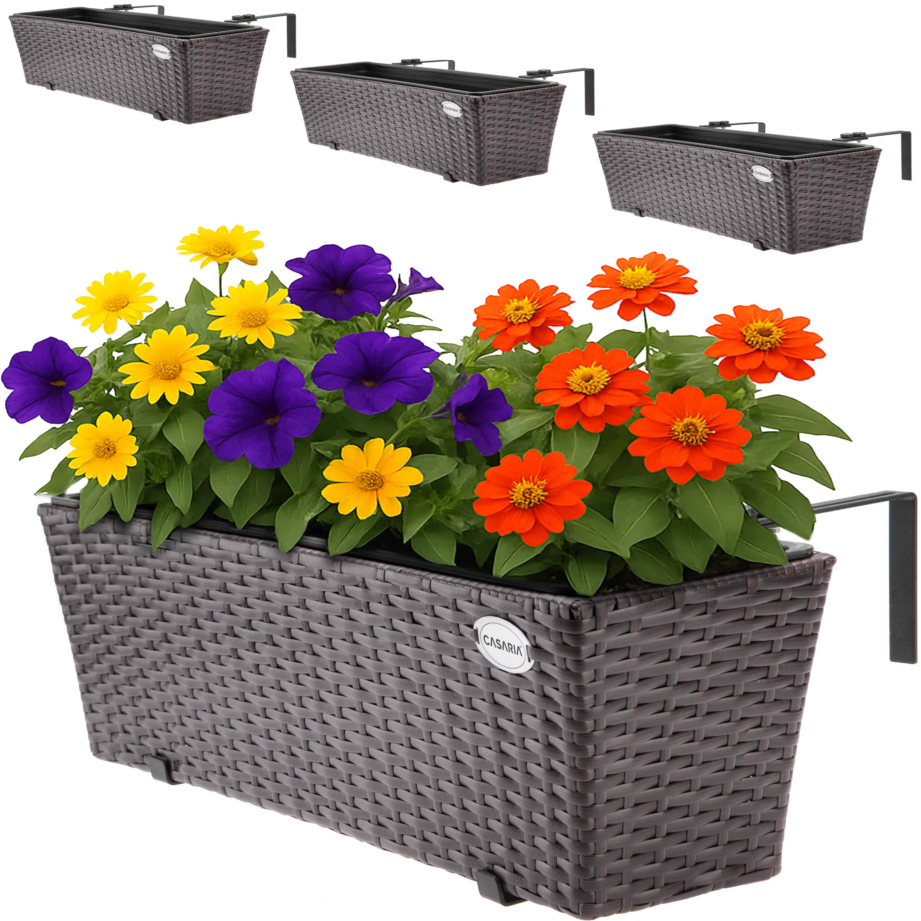 foto del prodotto fiorere set di 4 polyrattan marrone