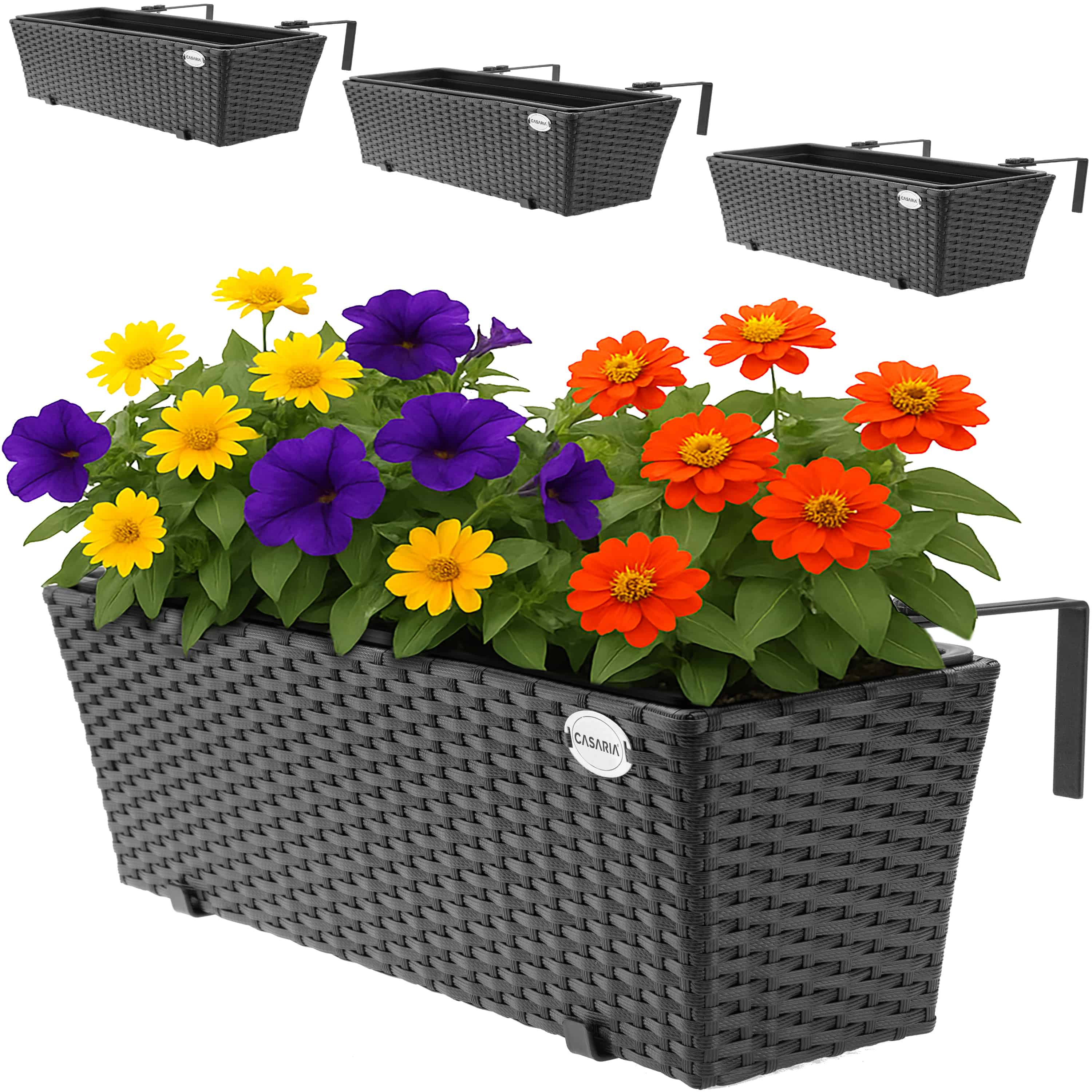 foto del prodotto fiorere set di 4 polyrattan nero