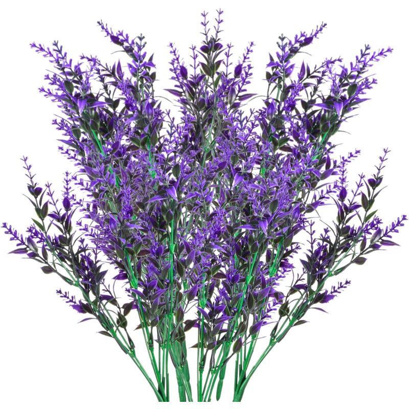 foto del prodotto fiori di lavanda artificiali, bouquet di fiori artificiali, piante artificiali finte per decorazioni da giardino per interni ed esterni, 6 pezzi viola