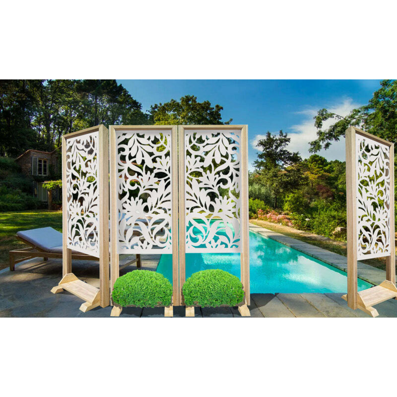 foto del prodotto fiori separ paravento modulabile 70x190cm in legno e pvc colore bianco