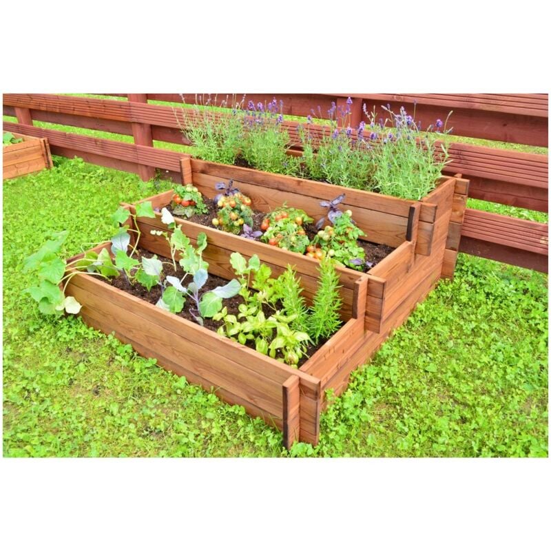 foto del prodotto fioriera 120x120 orto rialzato urbano da balcone giardino aiuola vaso in legno