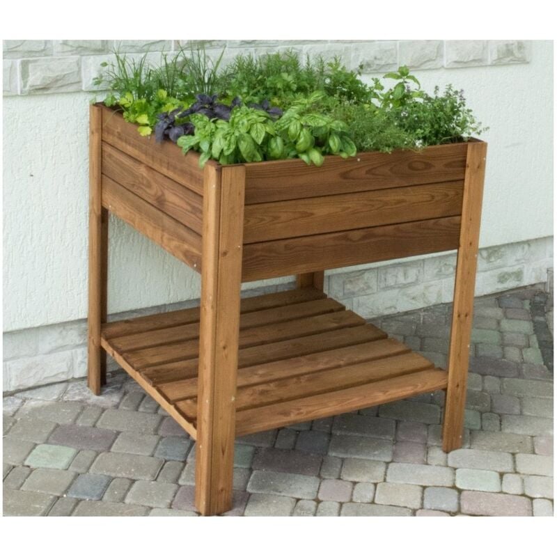 foto del prodotto fioriera 80x80 orto rialzato urbano da balcone giardino pensile vaso in legno