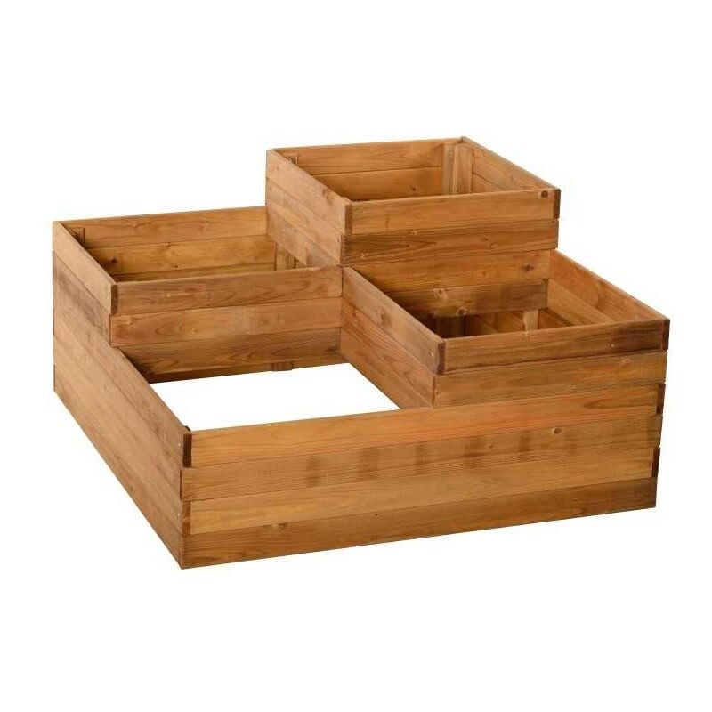 foto del prodotto fioriera 90x90 orto rialzato da balcone giardino terrazzo aiuola vaso in legno