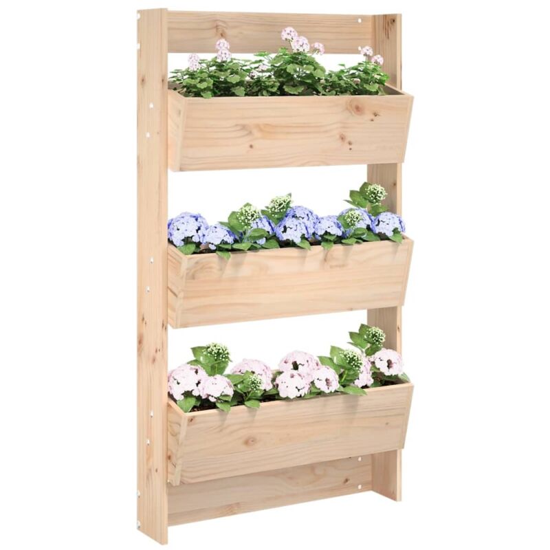 foto del prodotto fioriera a muro 3 ripiani 60x18,5x110cm legno massello di pino vidaxl
