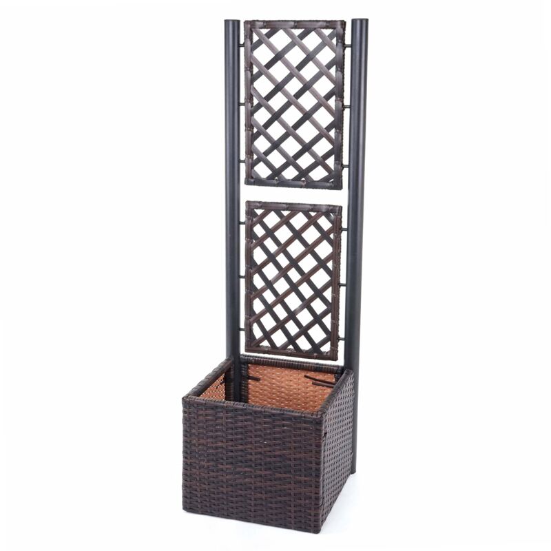 foto del prodotto fioriera a traliccio in polyrattan per fioriera 142x43x43 cm marrone 040003719