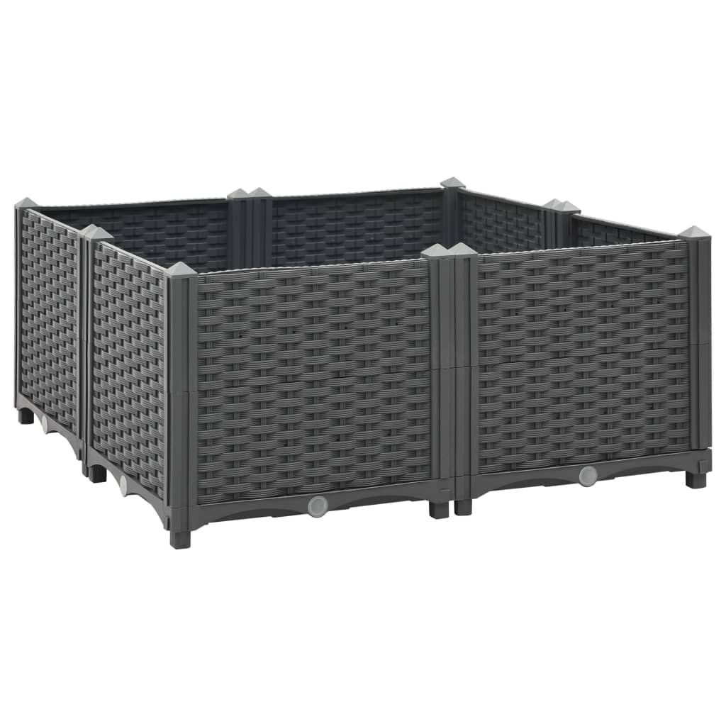 foto del prodotto fioriera aiuola rialzata piante fiori giardino 80 x 80 x 38 cm polipropilene grigio scuro