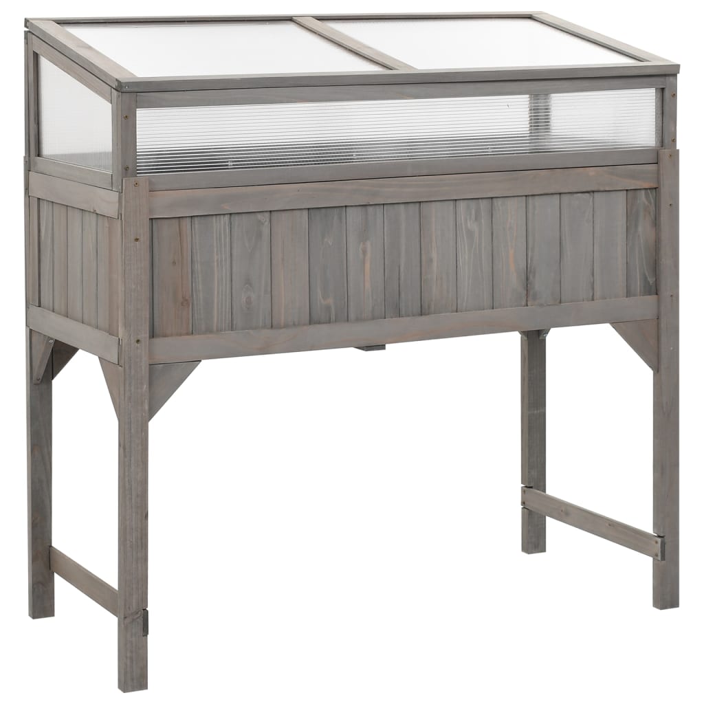 foto del prodotto fioriera aiuola rialzata piante fiori giardino con serra 110 x 54 x 120 cm legno massello di abete 02 0000961