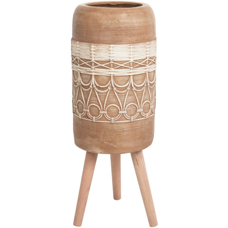 foto del prodotto fioriera alta boho con supporto in legno di magnesio marrone chiaro dryopteris