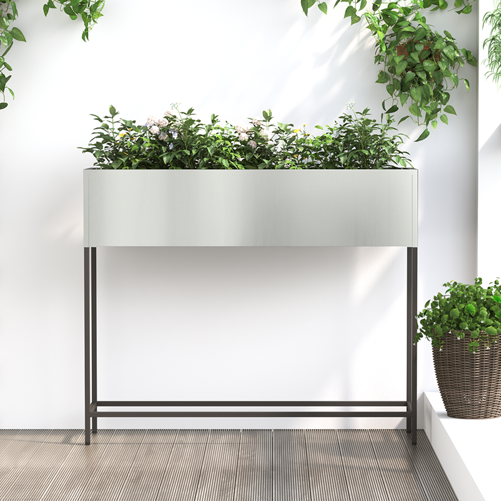 foto del prodotto fioriera alzata 100x26x82 cm acciaio zincato