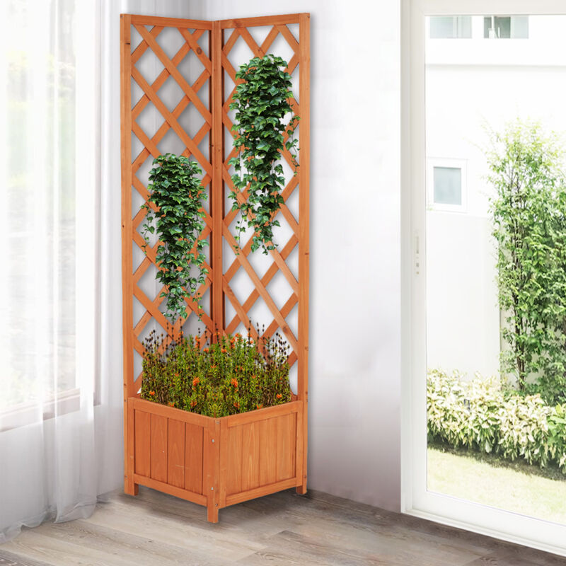 foto del prodotto fioriera angolare traliccio esterno porta fiori e rampicanti angolo 40x40x145cm