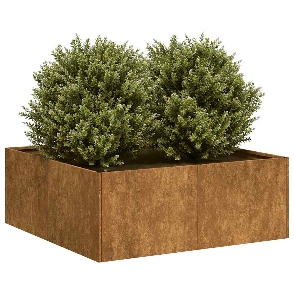 foto del prodotto fioriera arrugginita 80x80x30 cm in acciaio corten