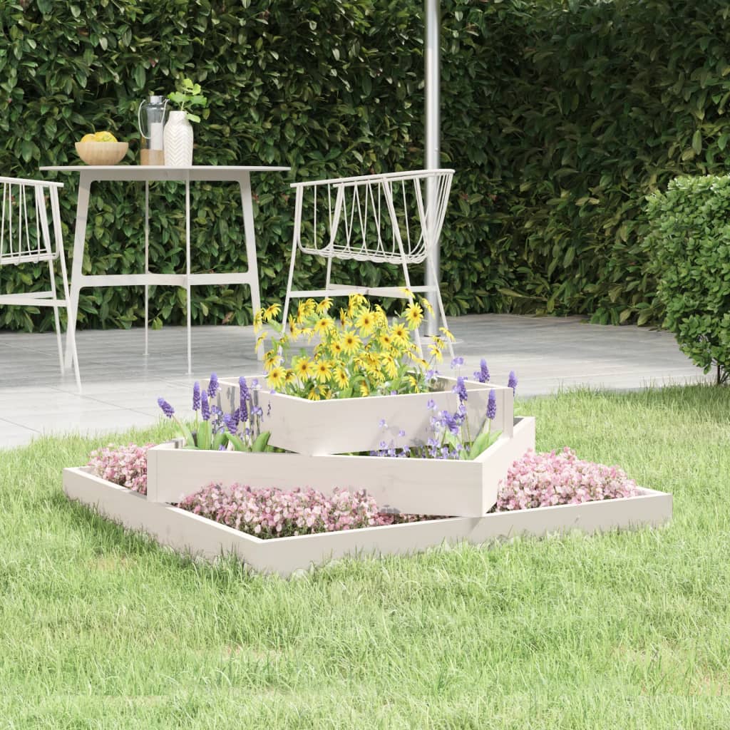 foto del prodotto fioriera bianca 83x83x27 cm in legno massello di pino cod mxl 67237