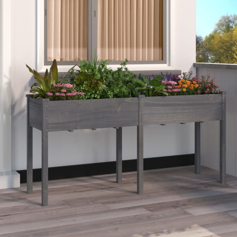 foto del prodotto fioriera con fodera grigia 161x45x76cm legno massello di abete vidaxl
