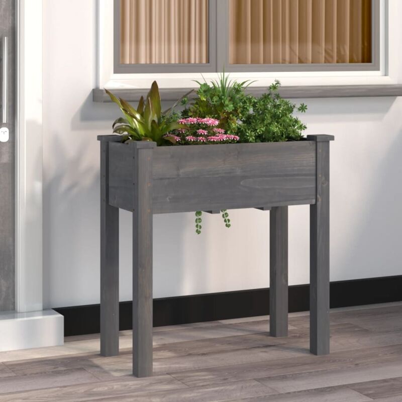 foto del prodotto fioriera con fodera grigia 71x37x76 cm legno massello di abete vidaxl