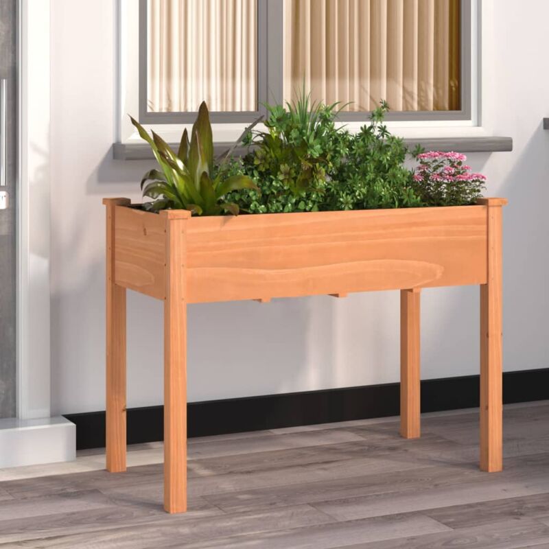 foto del prodotto fioriera con fodera marrone 118x59x76cm legno massello di abete vidaxl