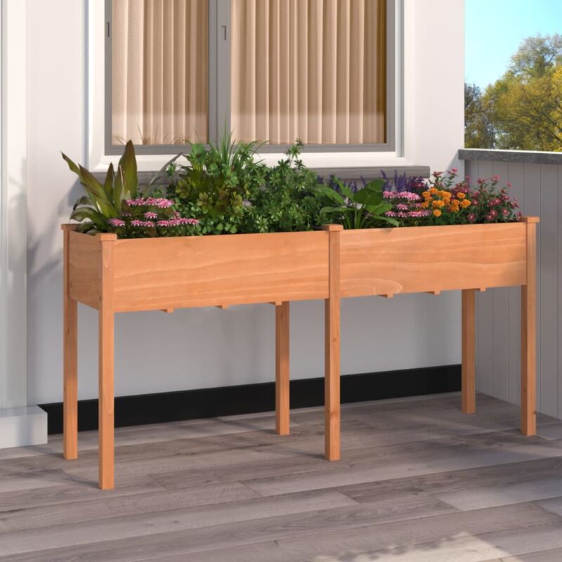 foto del prodotto fioriera con fodera marrone 161x45x76cm legno massello di abete vidaxl