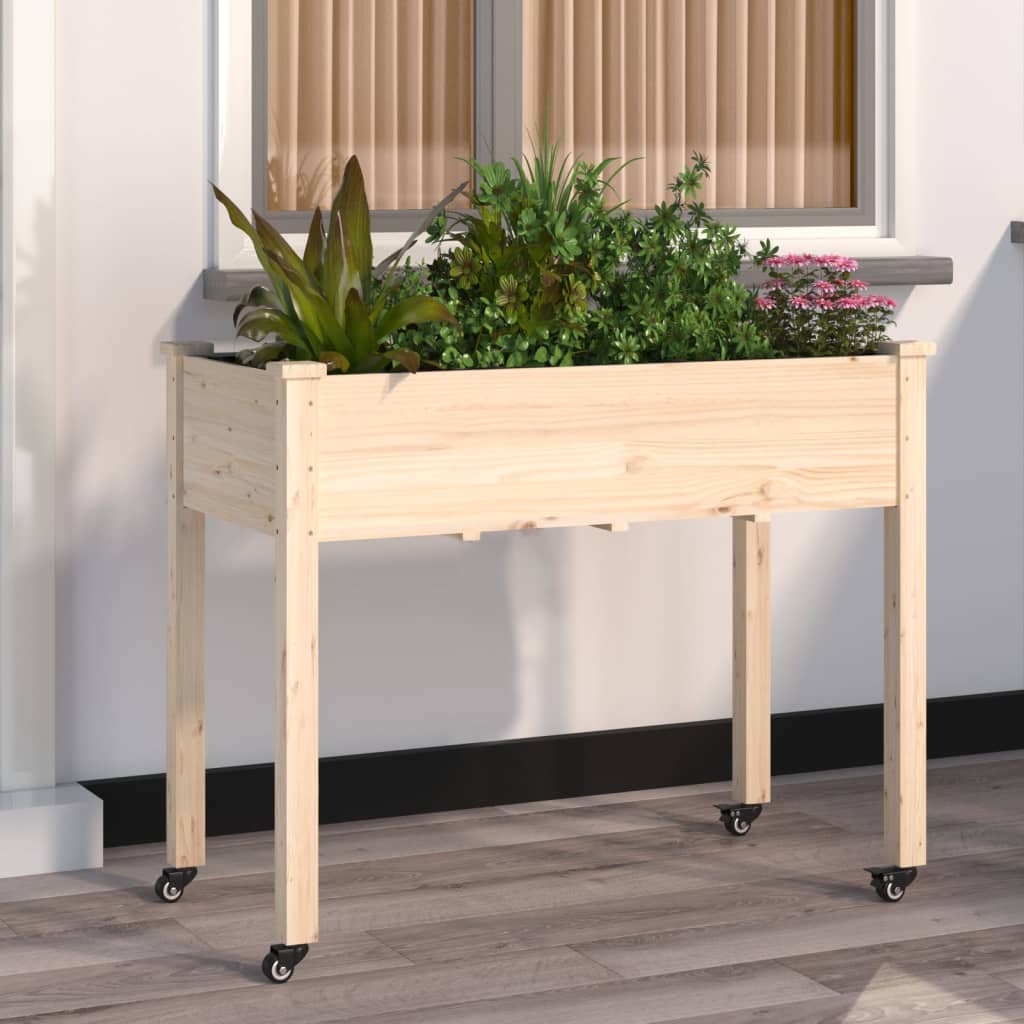 foto del prodotto fioriera con ruote e fodera 118x59x80cm legno massello di abete