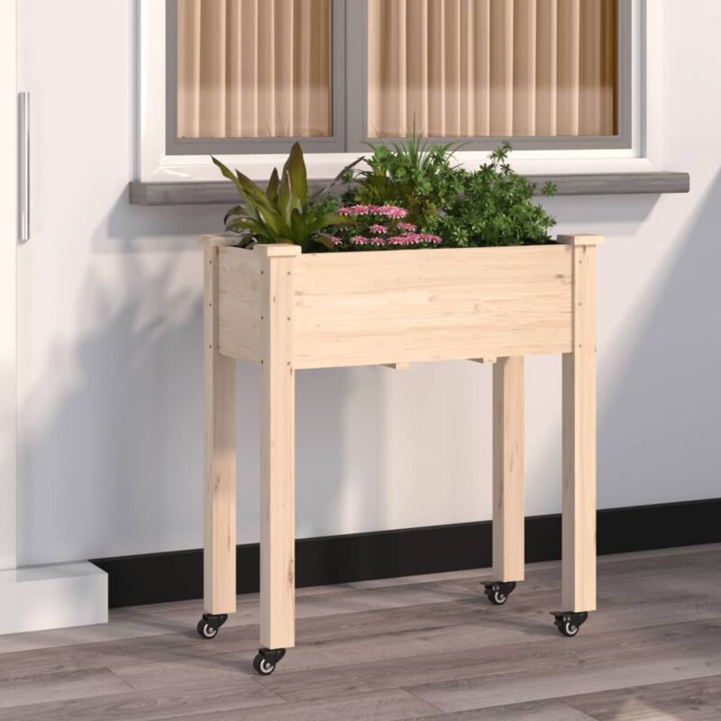 foto del prodotto fioriera con ruote e fodera 71x37x80 cm legno massello di abete vidaxl