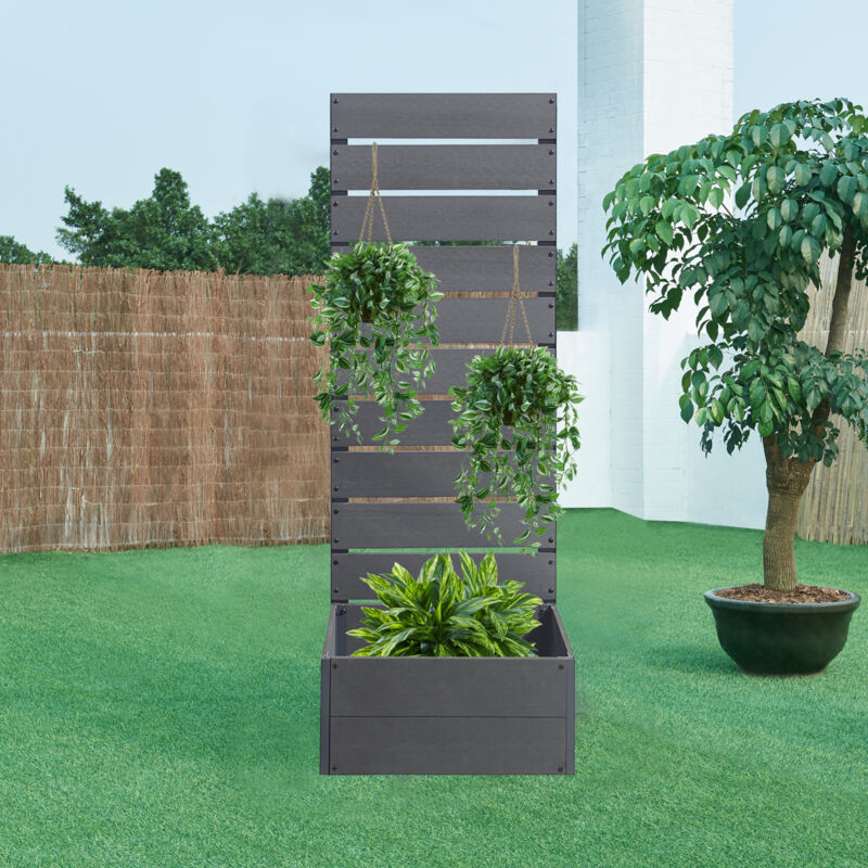 foto del prodotto fioriera con spalliera heerde in wpc 150 x 56 x 38 cm grigio en.casa 