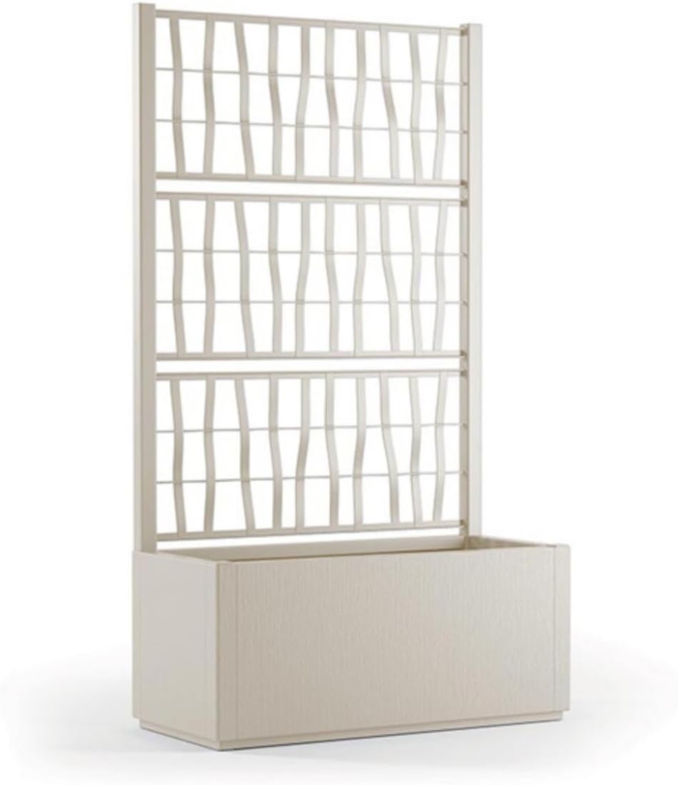 foto del prodotto fioriera con spalliera in plastica, separ grigliato piante rampicanti per esterno, terrazzo, giardino 80x36x140 h cm bianco