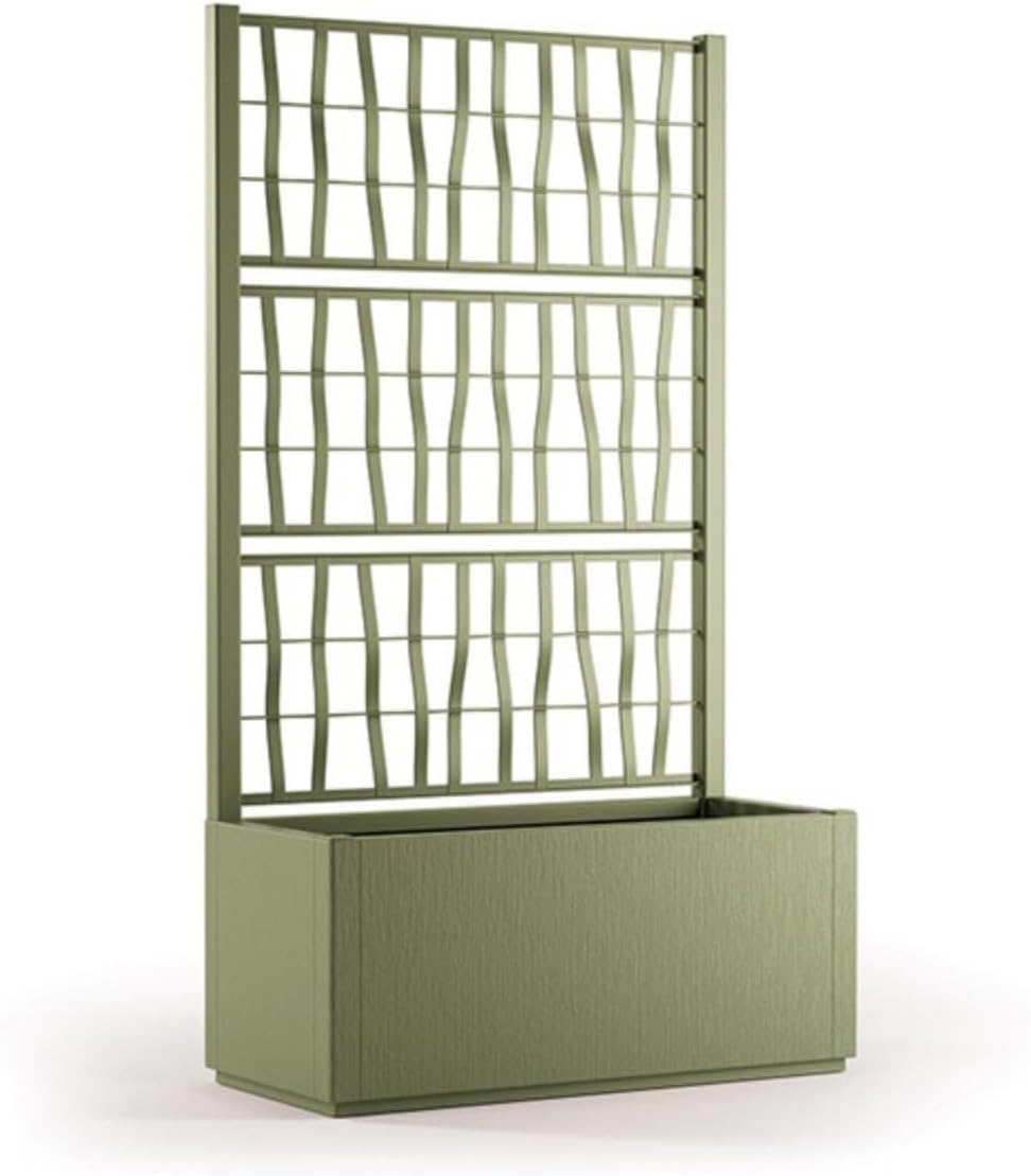 foto del prodotto fioriera con spalliera in plastica, separ grigliato piante rampicanti per esterno, terrazzo, giardino 80x36x140 h cm verde
