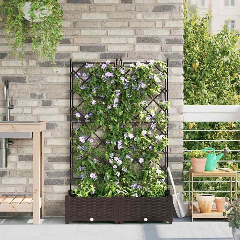 foto del prodotto fioriera con traliccio 2 pz marrone 80x40x125.5 cm vidaxl