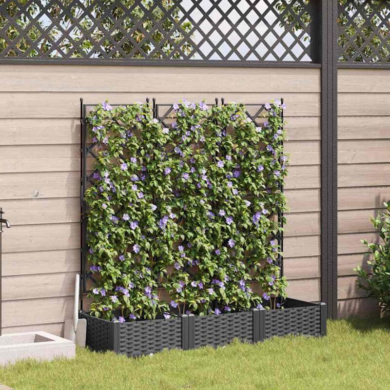 foto del prodotto fioriera con trellis 3 pcs nera 120x40x125.5 cm vidaxl