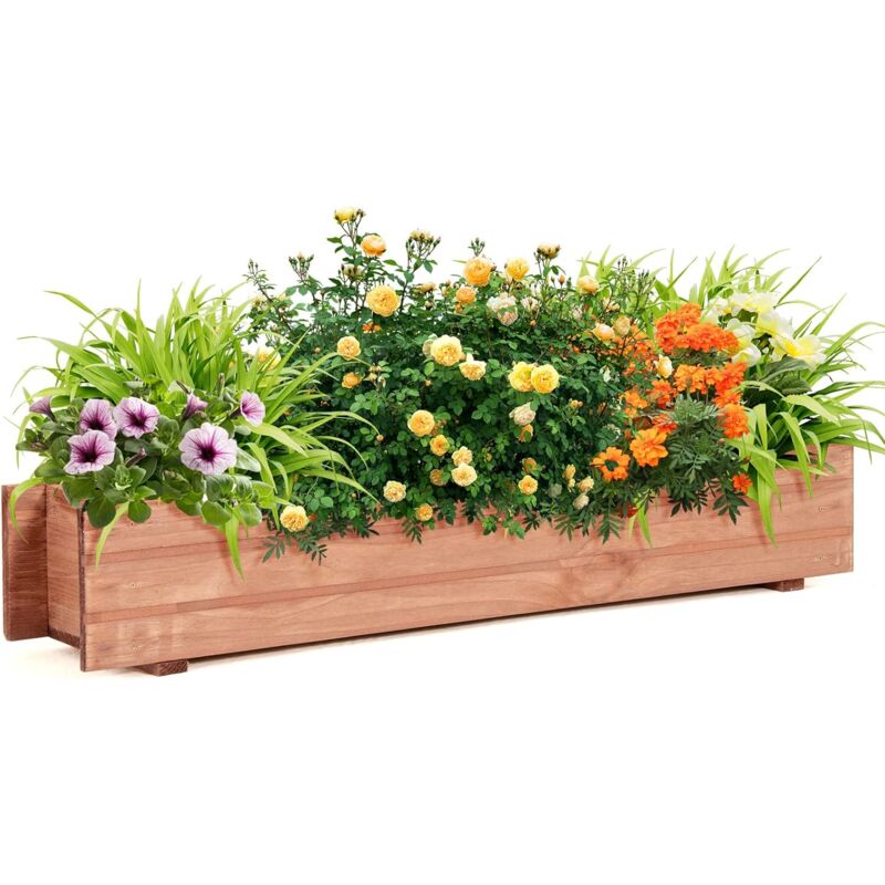 foto del prodotto fioriera da balcone in legno, aiuola rialzata da giardino con fori di drenaggio, fioriera rialzata per coltivare piante, fiori e verdura modello 6 