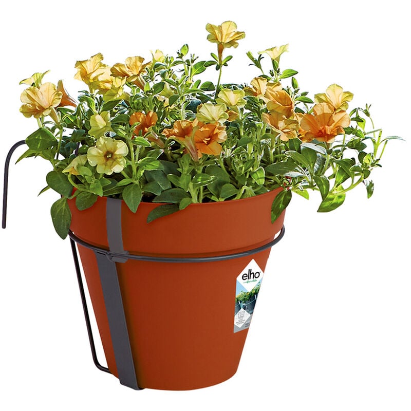 foto del prodotto fioriera da balcone incl. supporto metallico plastica riciclata sistema di scolo raccolta dell acqua vaso rettangolare rotondo per ringhiere varie