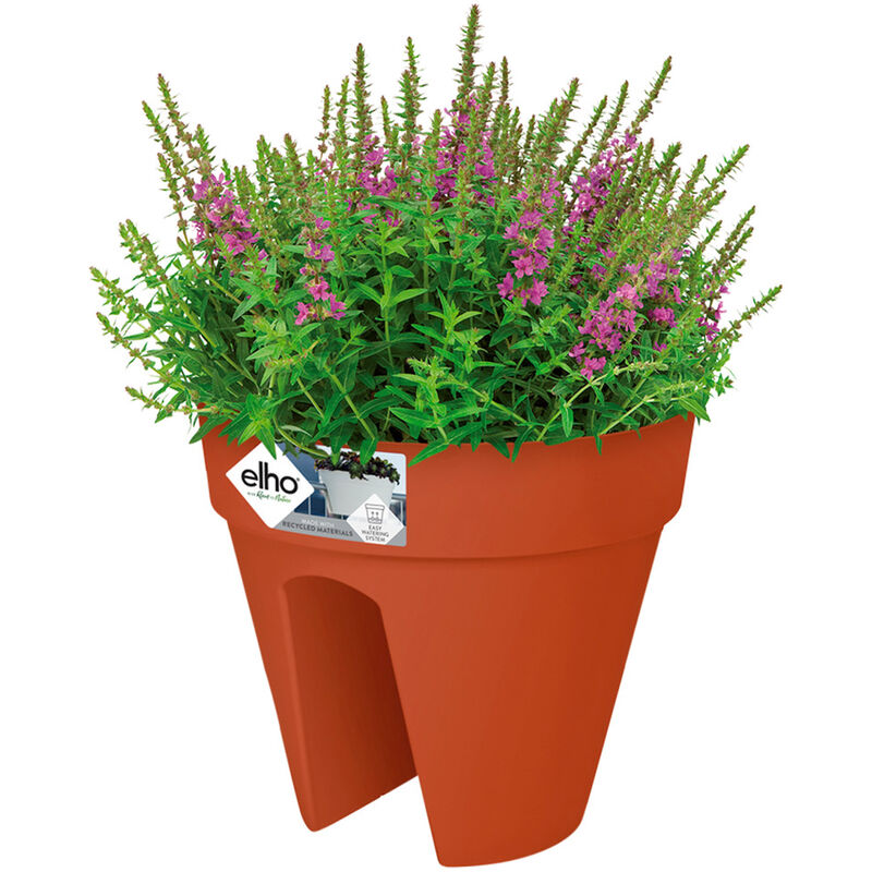 foto del prodotto fioriera da balcone plastica riciclata sistema di scolo raccolta dell acqua con apertura centrale vaso ovale rotondo per ringhiere varie misure 7,5