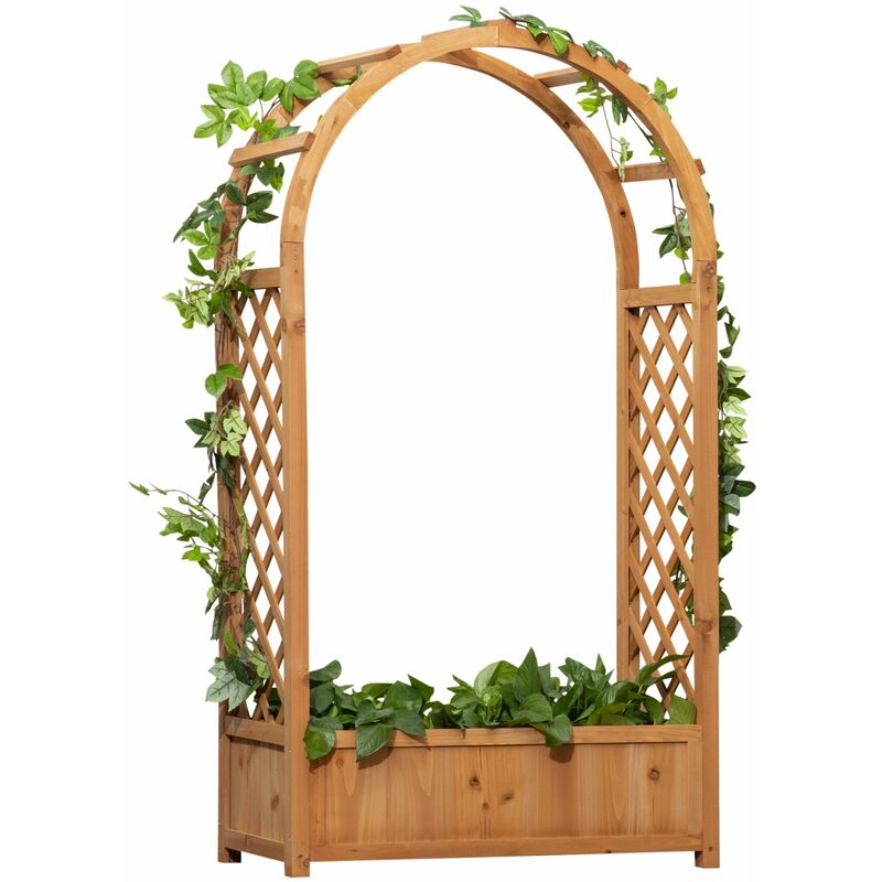 foto del prodotto fioriera da esterno 83x36x152 cm con grigliato ad arco in abete marrone