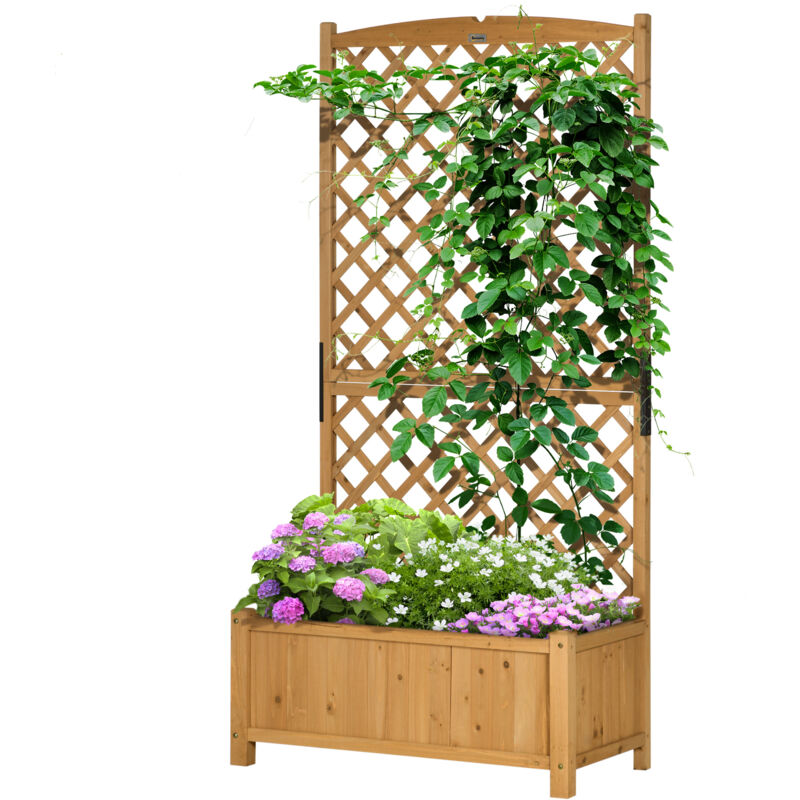 foto del prodotto fioriera da esterno in legno d abete con design verticale rialzato outsunny