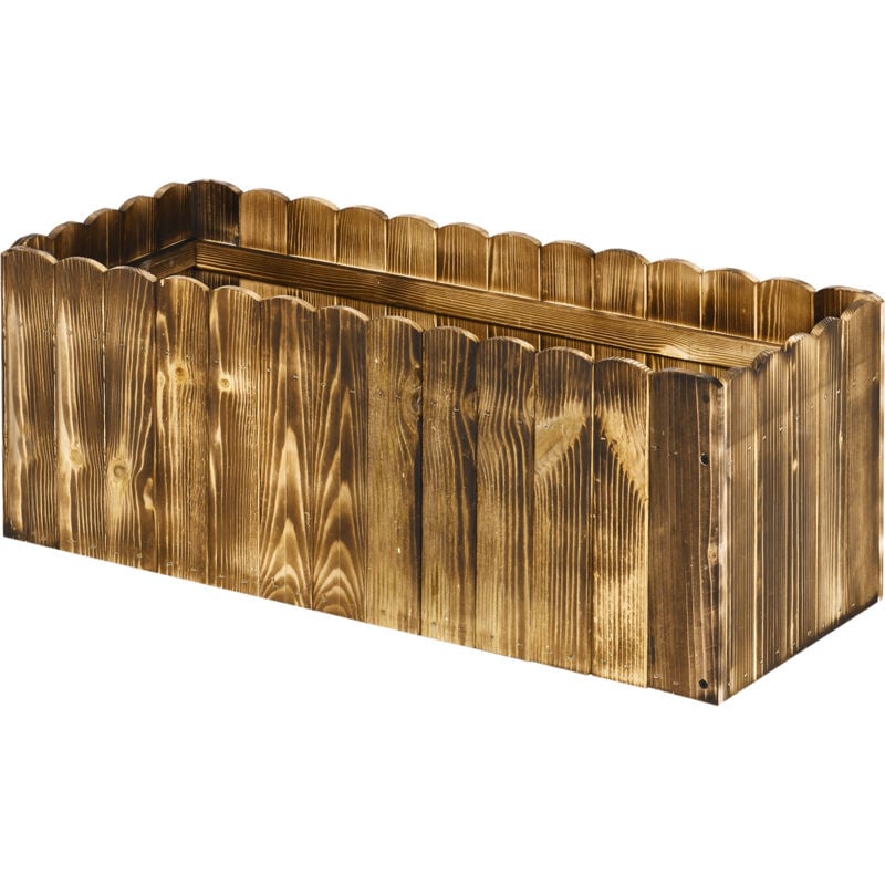 foto del prodotto fioriera da esterno rettangolare per piante e fiori in legno di abete outsunny