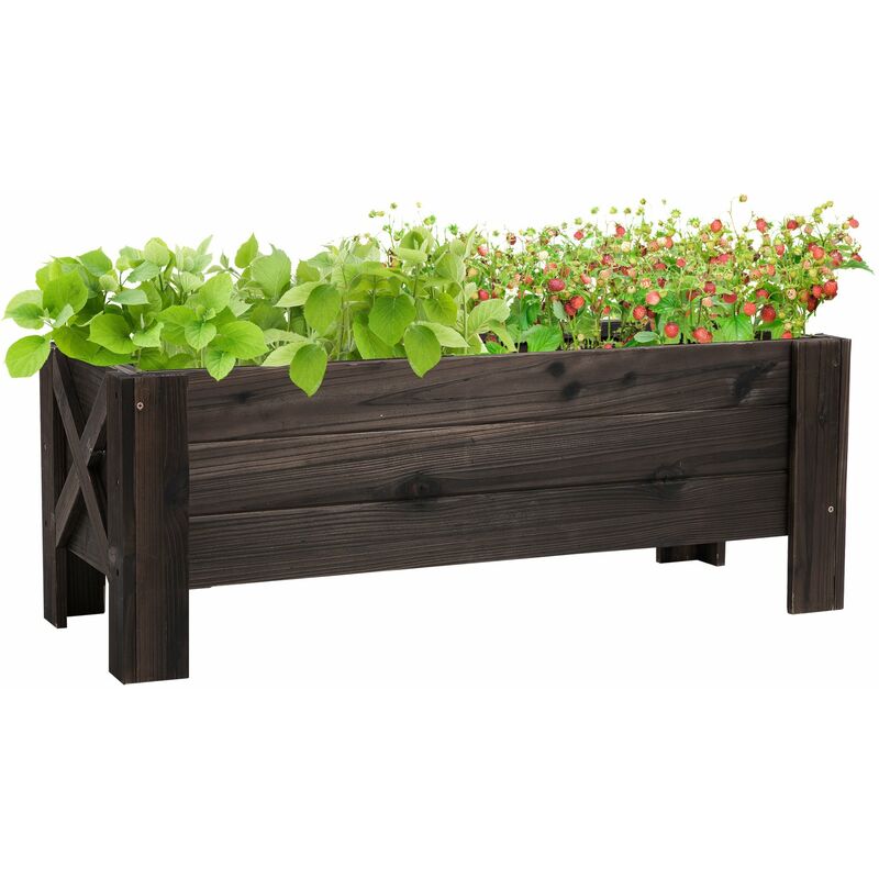 foto del prodotto fioriera da giardino 100x35,5x36 cm in legno carbonizzato