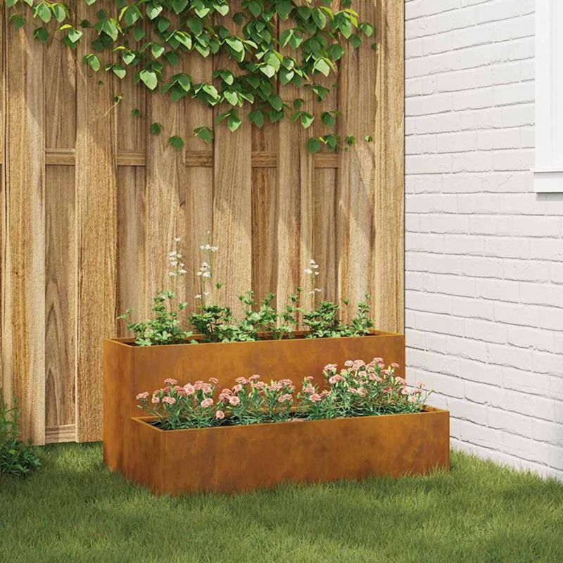 foto del prodotto fioriera da giardino 2 livelli 100x60x45 cm in acciaio inossidabile vidaxl