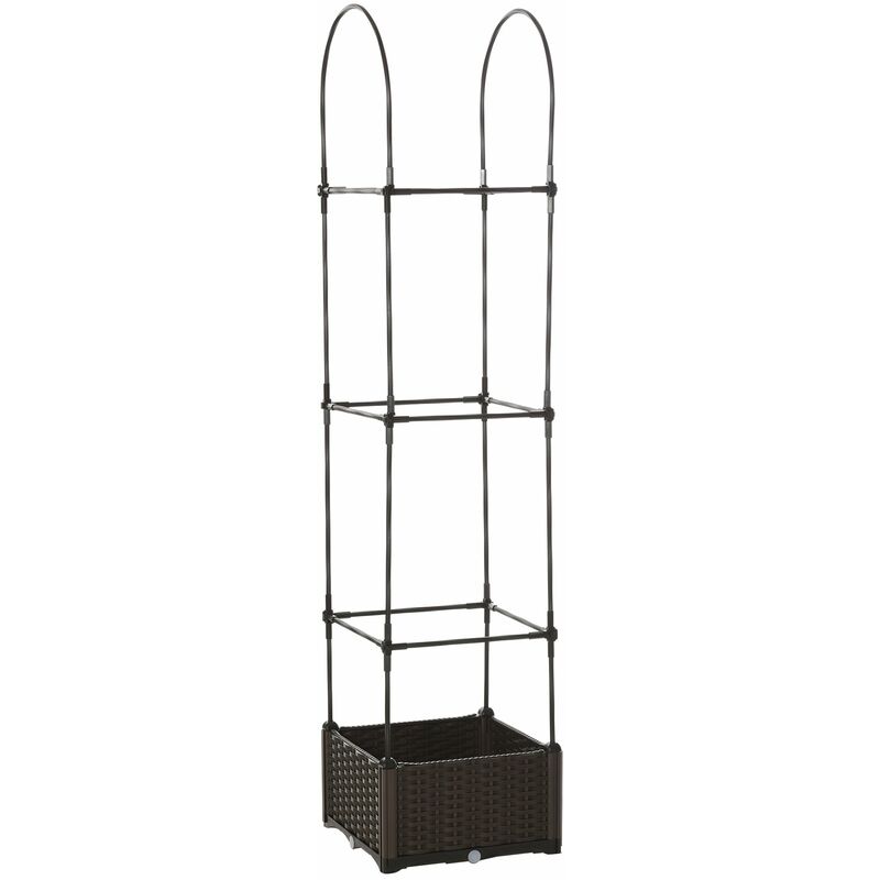 foto del prodotto fioriera da giardino 40x40x175 cm con vaso e griglia per rampicanti marrone