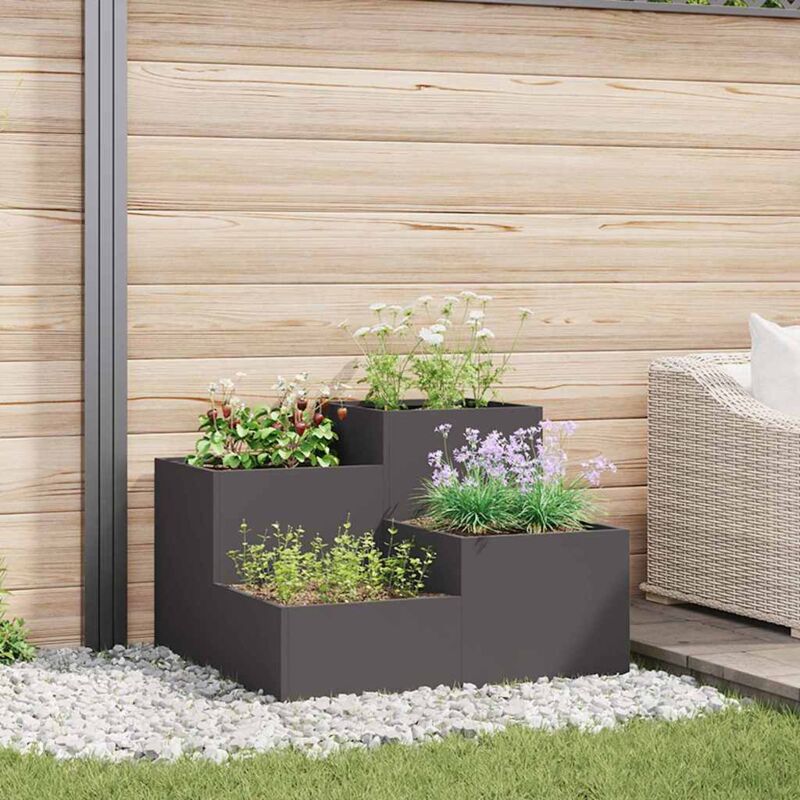 foto del prodotto fioriera da giardino 80 x 80 x 60 cm in acciaio nero vidaxl