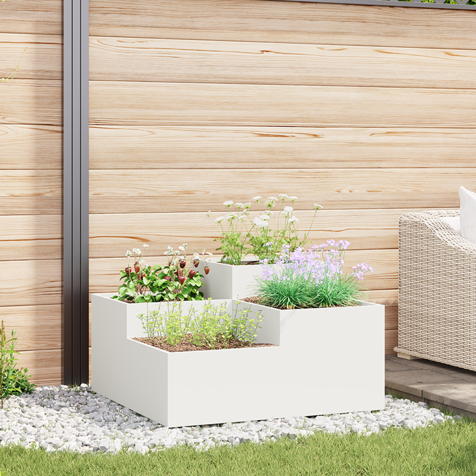 foto del prodotto fioriera da giardino 80x80x48 cm acciaio bianco