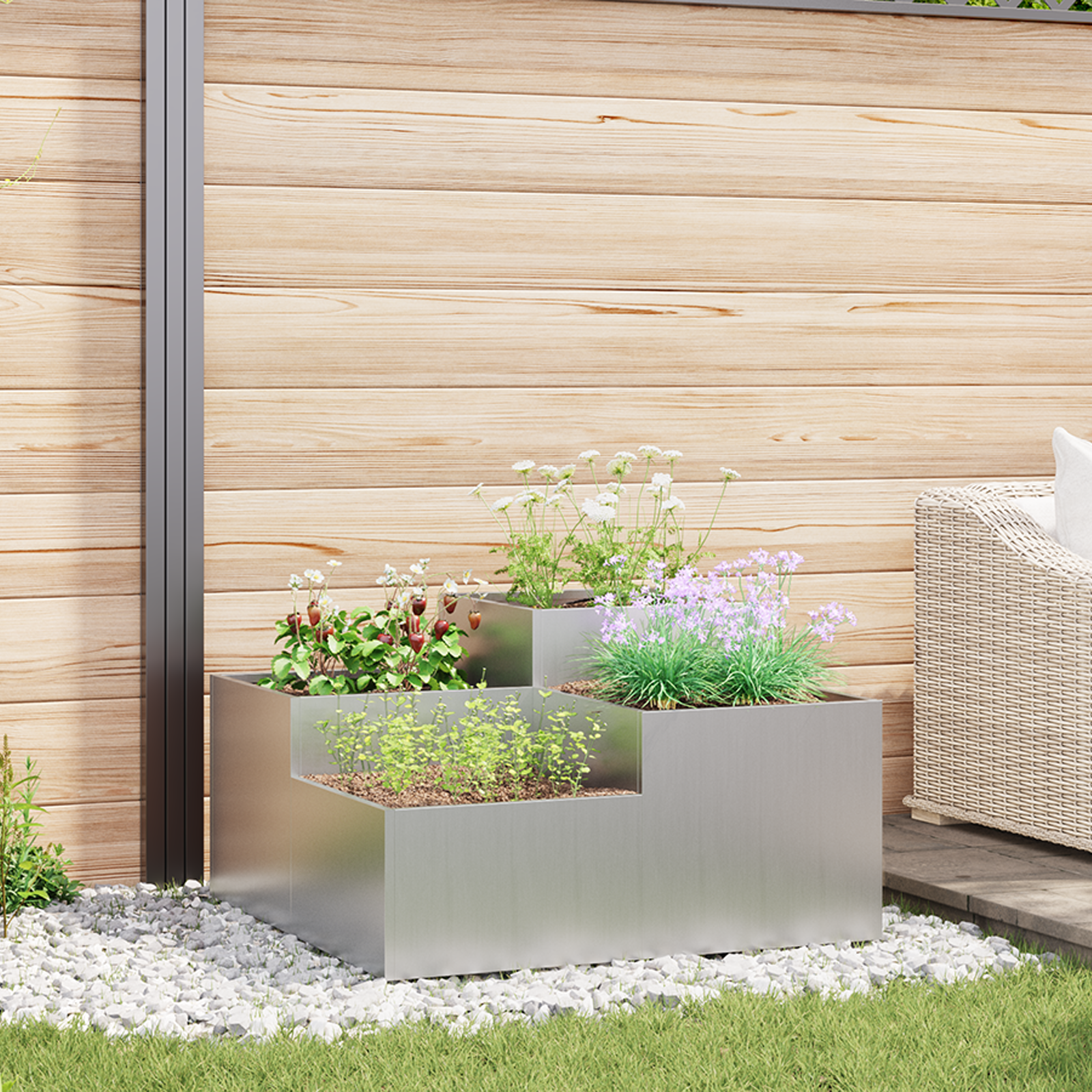 foto del prodotto fioriera da giardino 80x80x48 cm acciaio galvanizzato