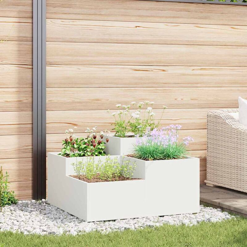 foto del prodotto fioriera da giardino 80x80x48 cm in acciaio bianco vidaxl