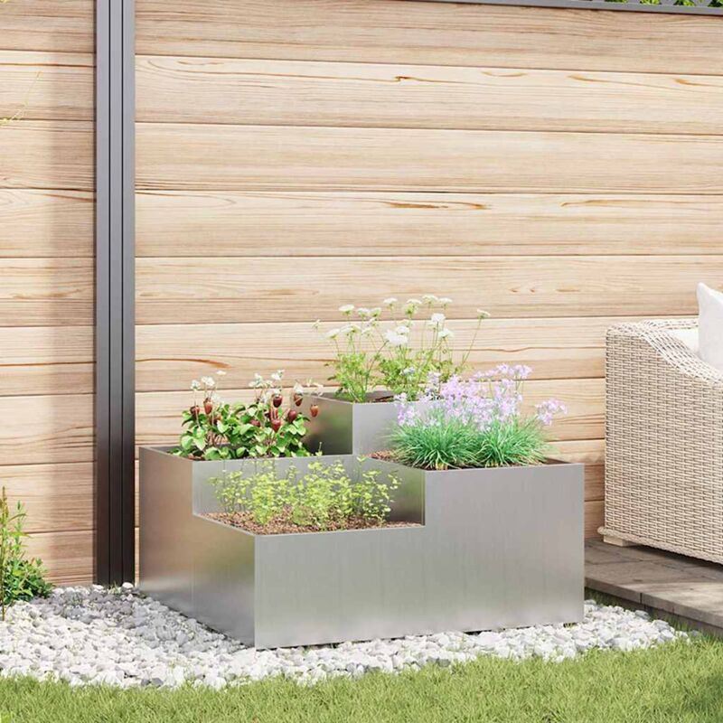 foto del prodotto fioriera da giardino 80x80x48 cm in acciaio galvanizzato vidaxl