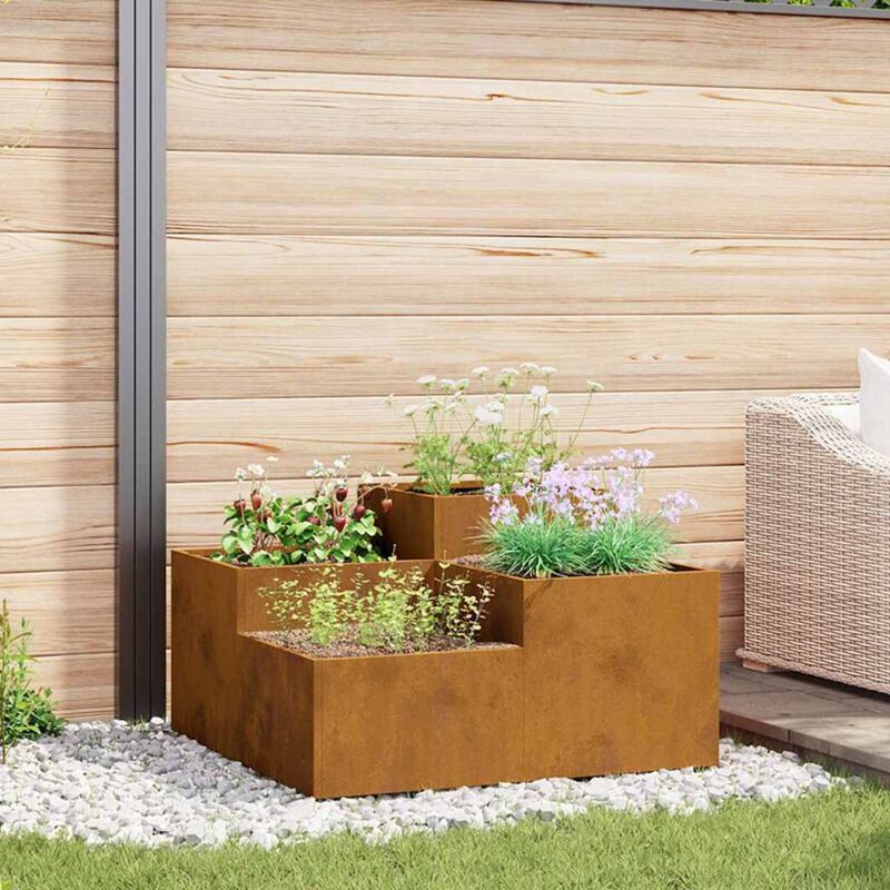 foto del prodotto fioriera da giardino 80x80x48 cm in acciaio resistente alle intemperie vidaxl