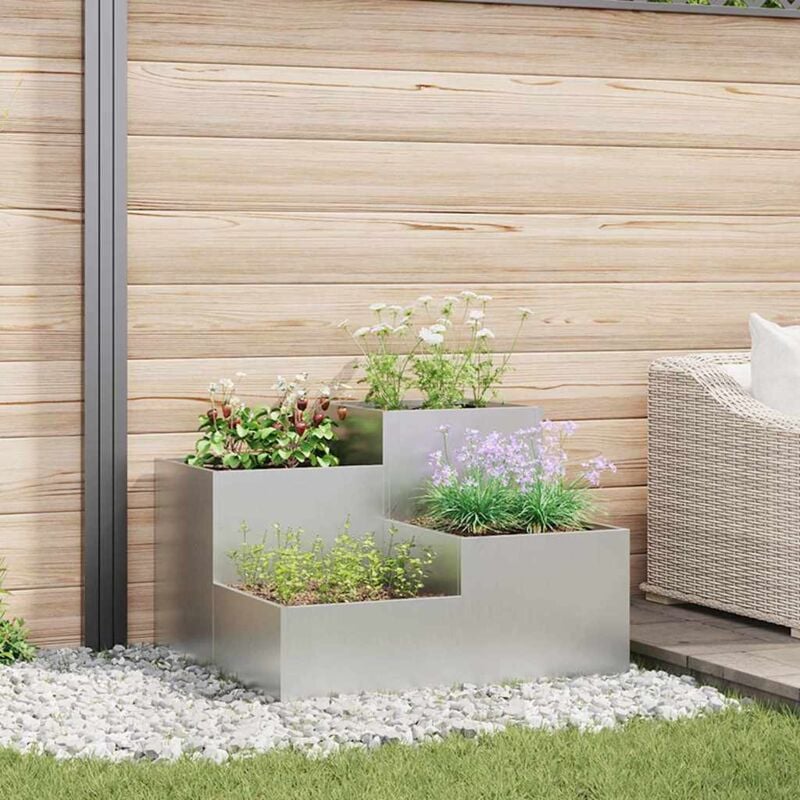 foto del prodotto fioriera da giardino 80x80x60 cm in acciaio zincato vidaxl