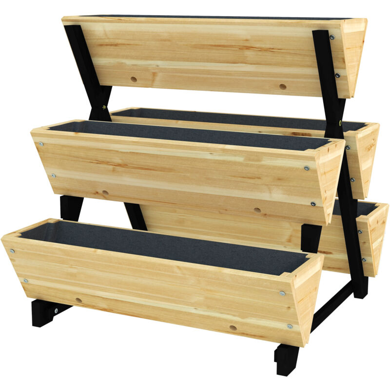 foto del prodotto fioriera da giardino a 3 livelli con 5 strutture in legno di abete outsunny