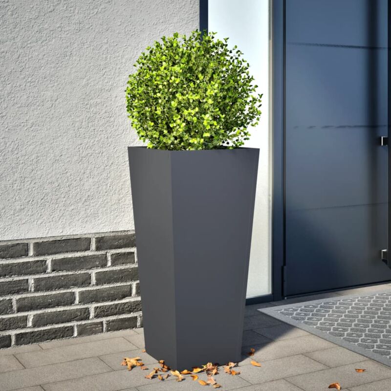 foto del prodotto fioriera da giardino antracite 35x35x75 cm in acciaio vidaxl
