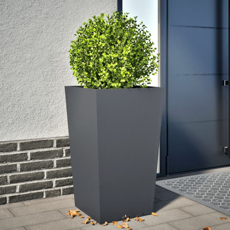 foto del prodotto fioriera da giardino antracite 45x45x75 cm in acciaio vidaxl