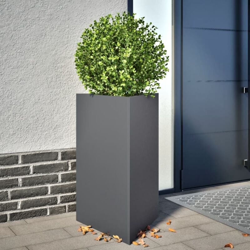 foto del prodotto fioriera da giardino antracite triangolare 50x43x75 cm acciaio vidaxl