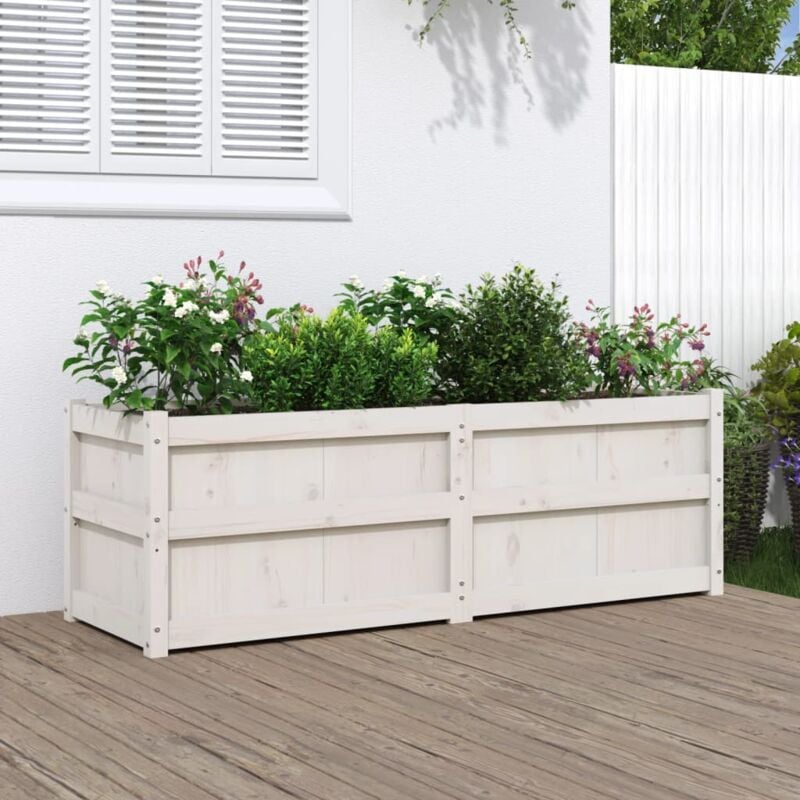foto del prodotto fioriera da giardino bianca 150x50x50 cm legno massello di pino vidaxl