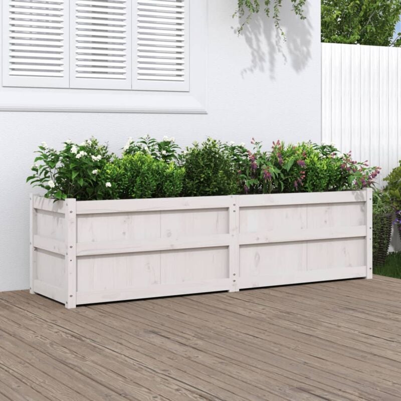 foto del prodotto fioriera da giardino bianca 180x50x50 cm legno massello di pino - vidaxl