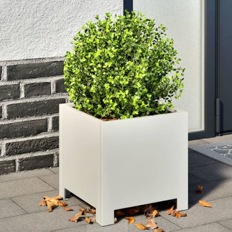 foto del prodotto fioriera da giardino bianca 30x30x30 cm in acciaio vidaxl